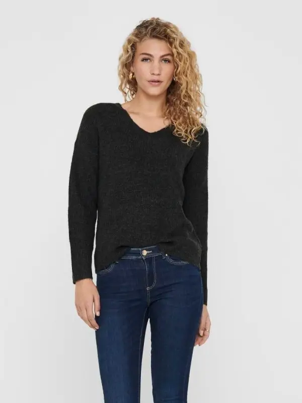 Strikkegenser Camilla Dark Grey Melange - Bilde 5