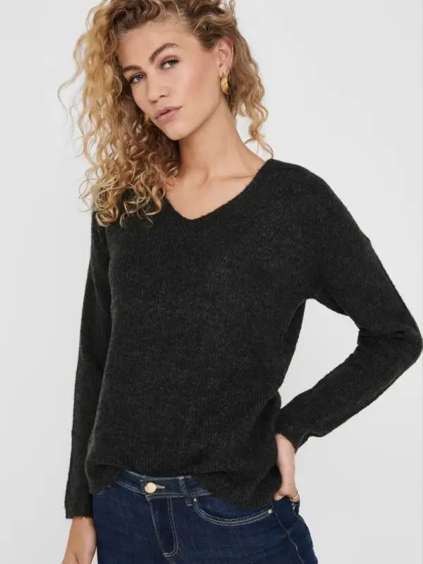 Strikkegenser Camilla Dark Grey Melange - Bilde 3