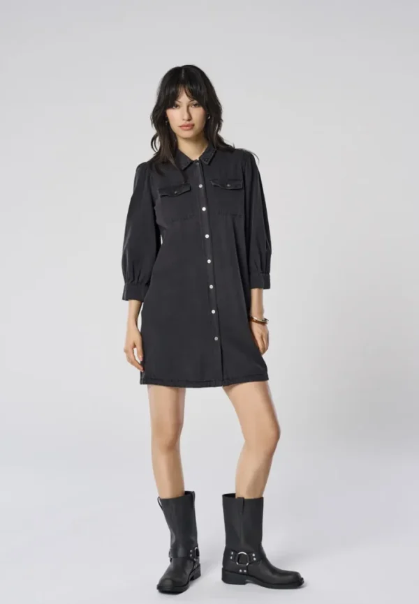 Denimkjole Felica Washed Black - Bilde 7