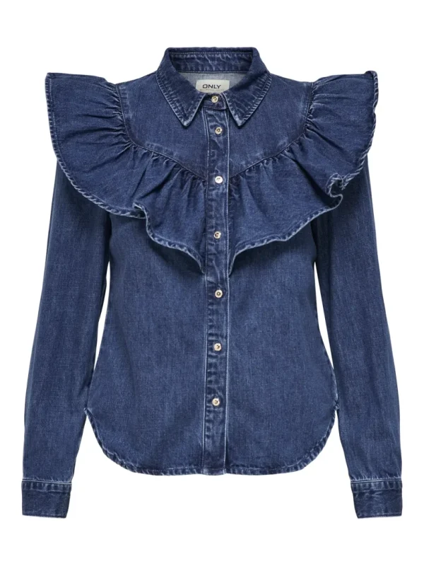indigo frill shirt