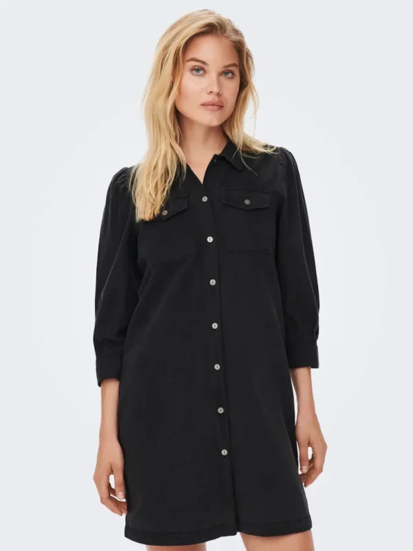 Denimkjole Felica Washed Black - Bilde 5