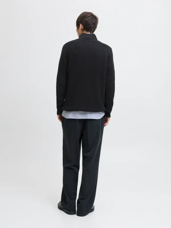 Zip Genser Pannel Knit Black - Bilde 2