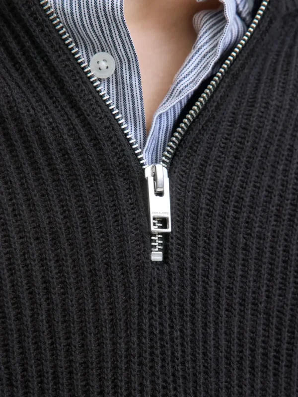 Zip Genser Pannel Knit Black - Bilde 4